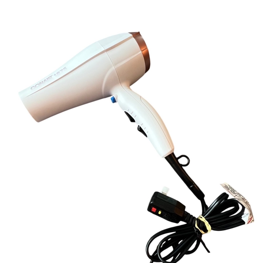 Conair 1875 Watt Hair Dryer White Rose Gold 3 Heat 2 Speed Settings Cool Shot‎